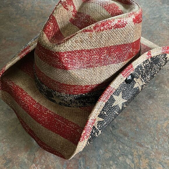 Peter Grimm Patriot Cowboy Hat Natural Fiber One Size - Picture 1 of 11
